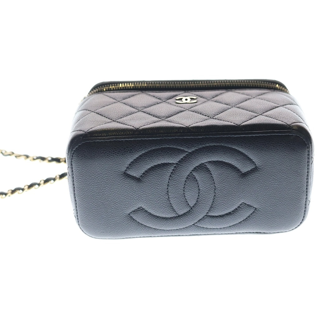 CHANEL(シャネル) スモールバニティ チェーンショルダーバッグ ミニバッグ ブラック キャビアスキン ゴールド金具 レディース