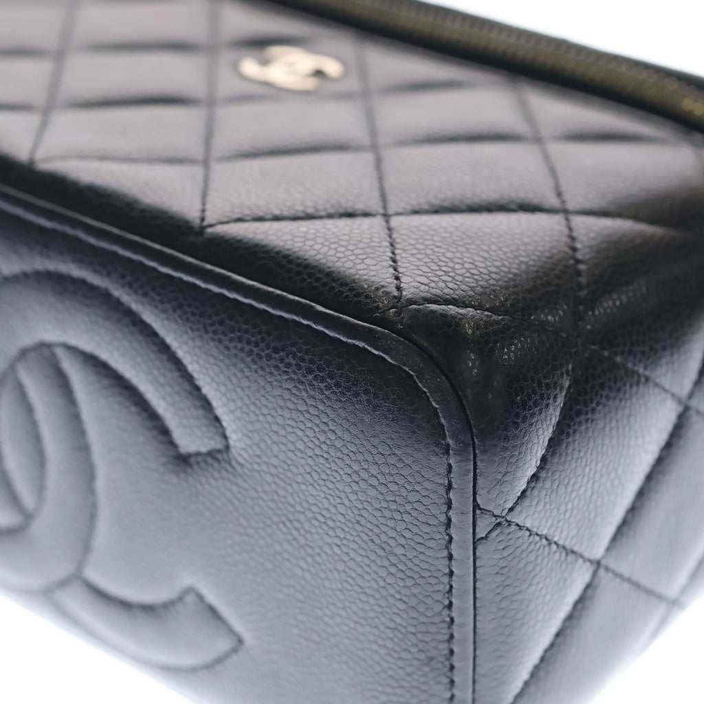 CHANEL(シャネル) スモールバニティ チェーンショルダーバッグ ミニバッグ ブラック キャビアスキン ゴールド金具 レディース