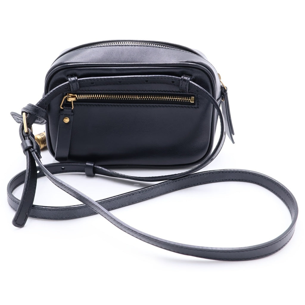 SAINT LAURENT PARIS(サンローランパリ) ルー ミニ フリンジ ミニバッグ ショルダーバッグ ブラック レザー 614031 ゴールド金具 レディース