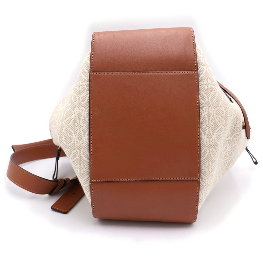 LOEWE(ロエベ) ハンモック スモール アナグラム ショルダーバッグ ブラウン×ベージュ レザー×アイボリー ゴールド金具 レディース
