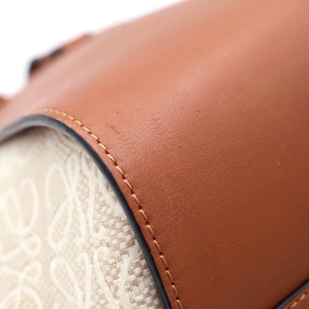 LOEWE(ロエベ) ハンモック スモール アナグラム ショルダーバッグ ブラウン×ベージュ レザー×アイボリー ゴールド金具 レディース