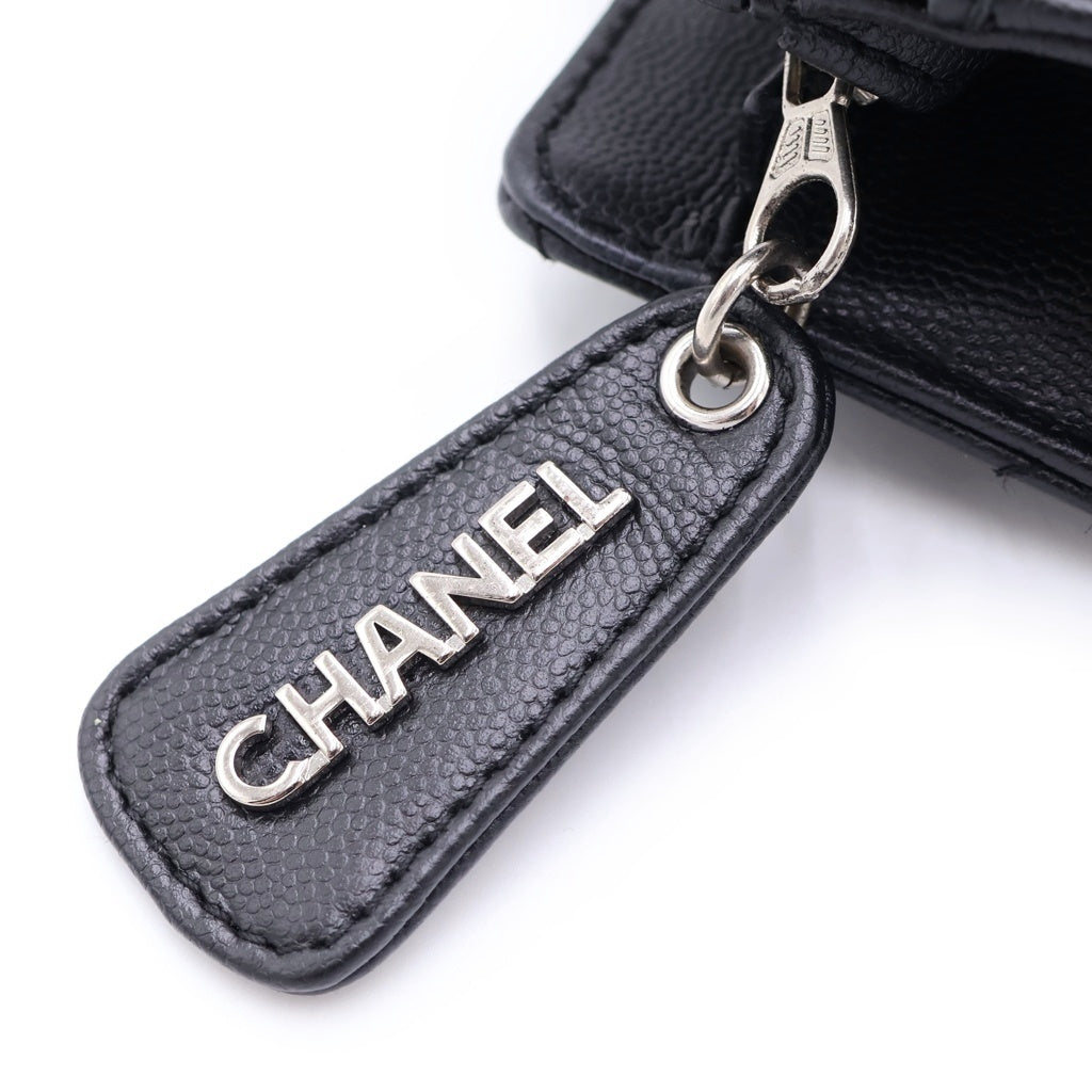 CHANEL(シャネル) ワイルドステッチ チェーンショルダーバッグ ブラック キャビアスキン シルバー金具 レディース