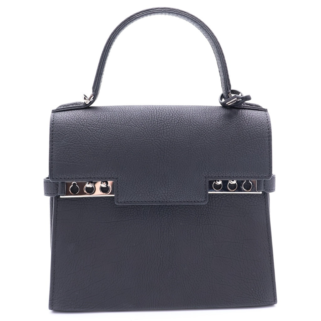 DELVAUX(デルボー) タンぺートPM 2WAYショルダーバッグ ハンドバッグ ブラック クリスピーカーフ シルバー金具 レディース