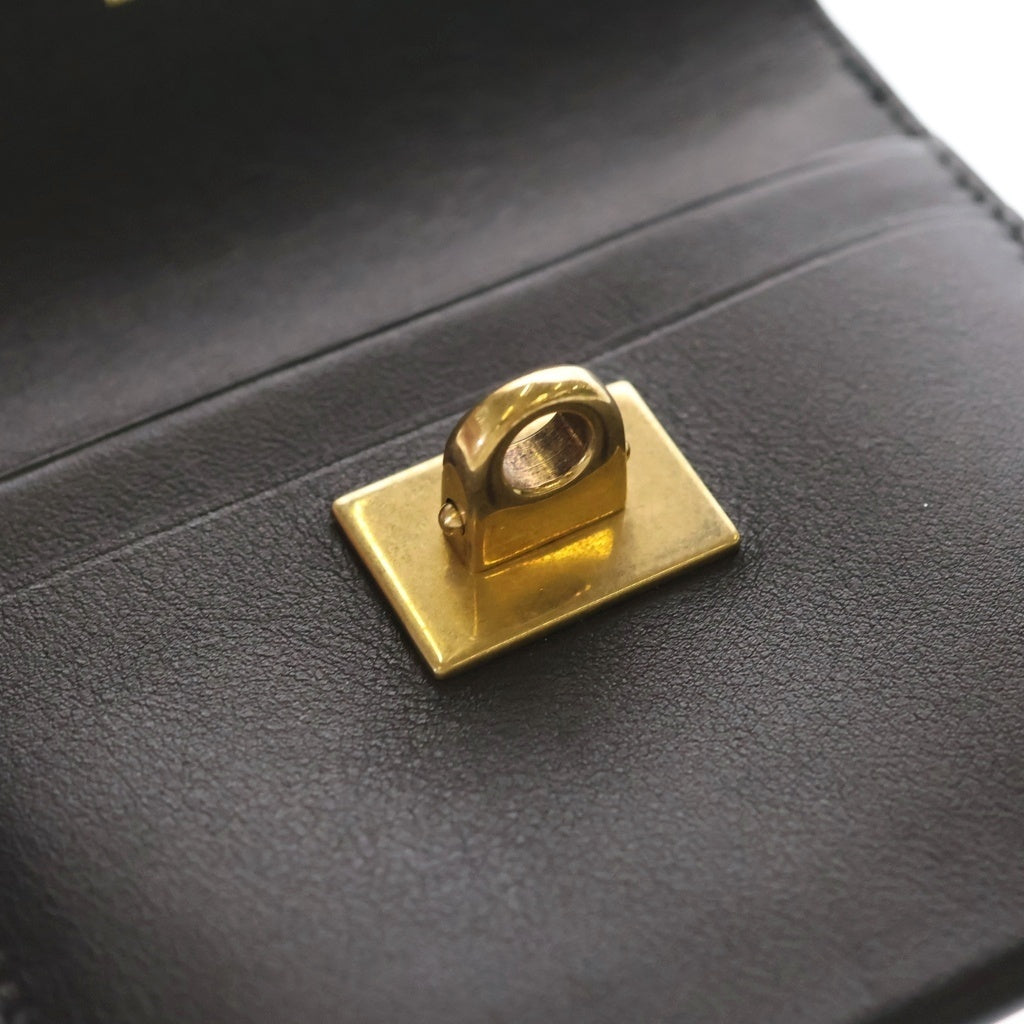 BALENCIAGA(バレンシアガ) ロデオ フラップカードホルダー ミニ財布 カードケース ブラック カーフスキン 822592 ゴールド金具 レディース