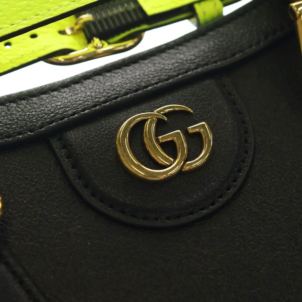 GUCCI(グッチ) ダイアナミニ 2WAY ハンドバッグ ショルダーバッグ ブラック レザー 655661 ゴールド金具 レディース