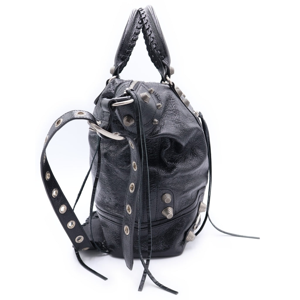 BALENCIAGA(バレンシアガ) ル・カゴール 2WAYショルダーバッグ トートバッグ ハンドバッグ ブラック レザー 719067 シルバー金具 レディース