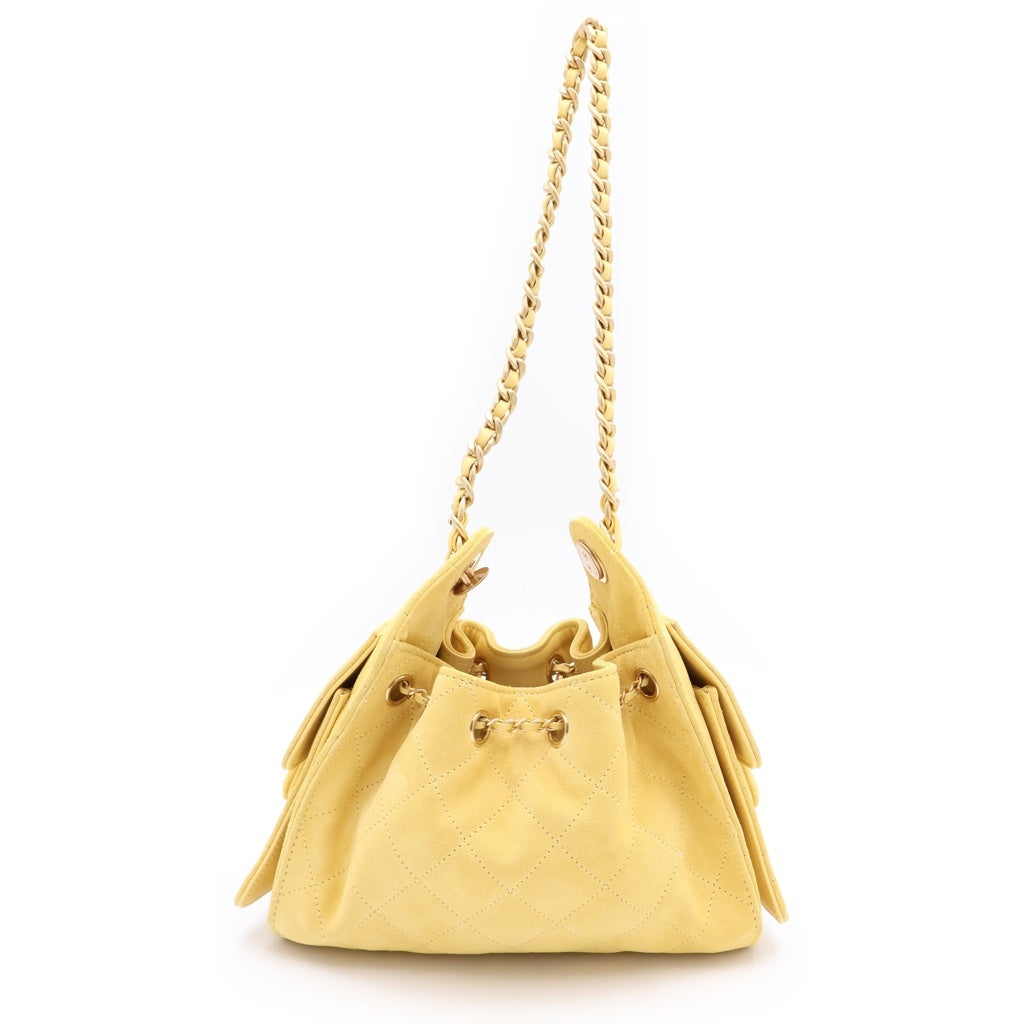 CHANEL(シャネル) シャネル25 ミニ チェーンショルダーバッグ イエロー スエード AS5631 ゴールド金具 レディース