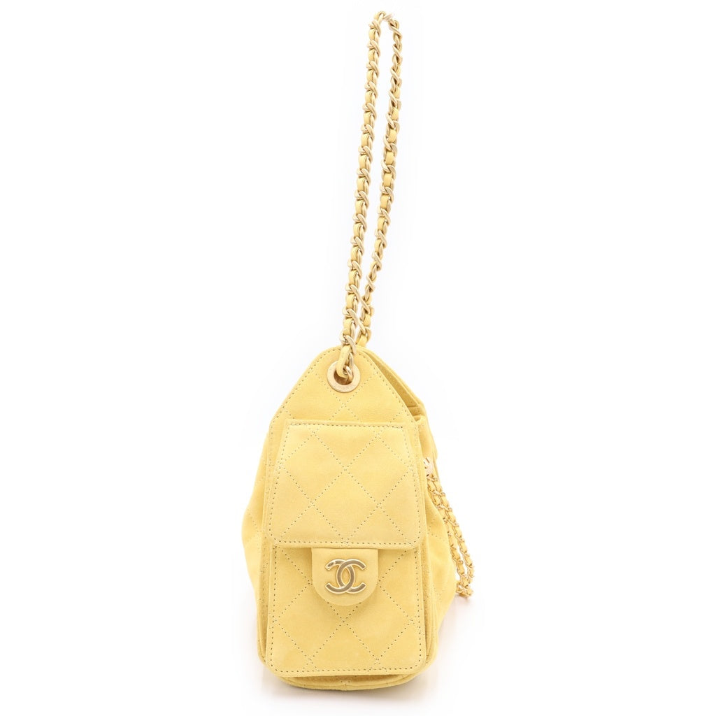 CHANEL(シャネル) シャネル25 ミニ チェーンショルダーバッグ イエロー スエード AS5631 ゴールド金具 レディース