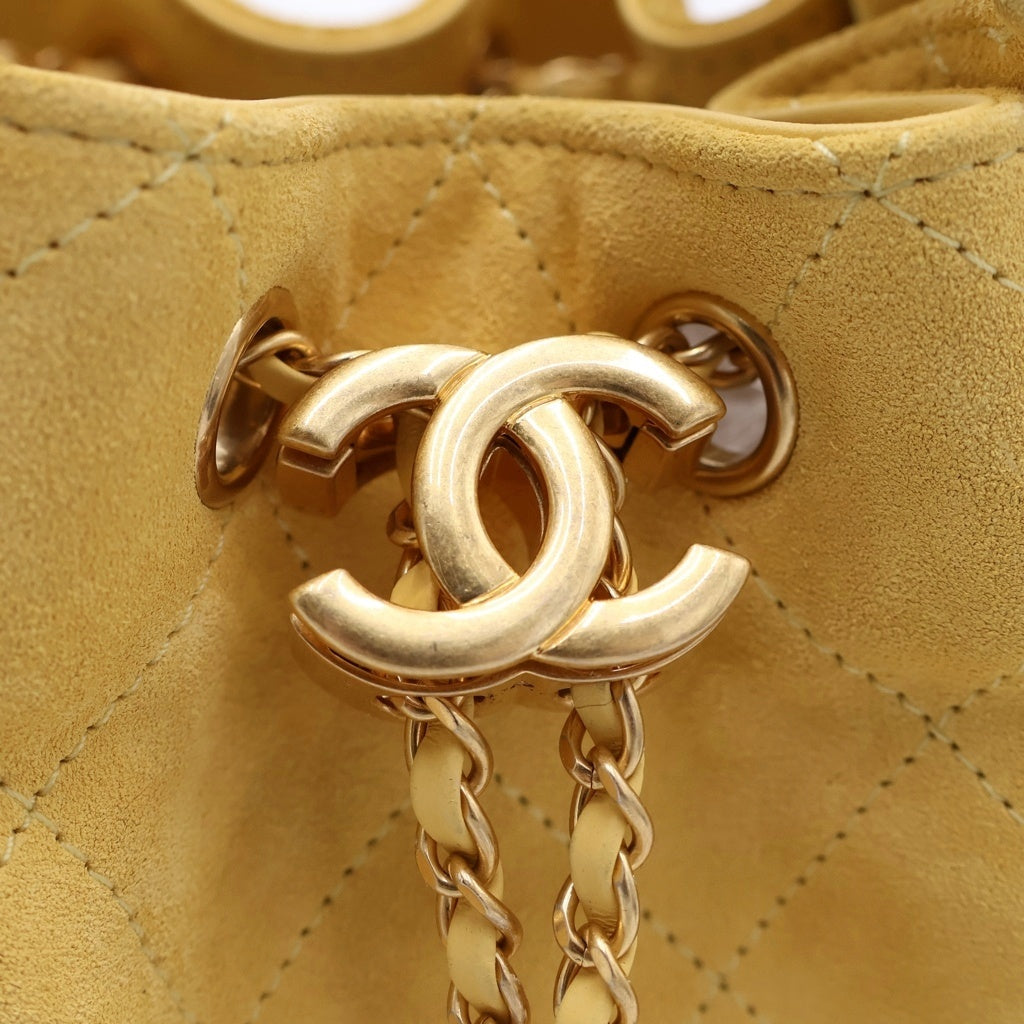 CHANEL(シャネル) シャネル25 ミニ チェーンショルダーバッグ イエロー スエード AS5631 ゴールド金具 レディース