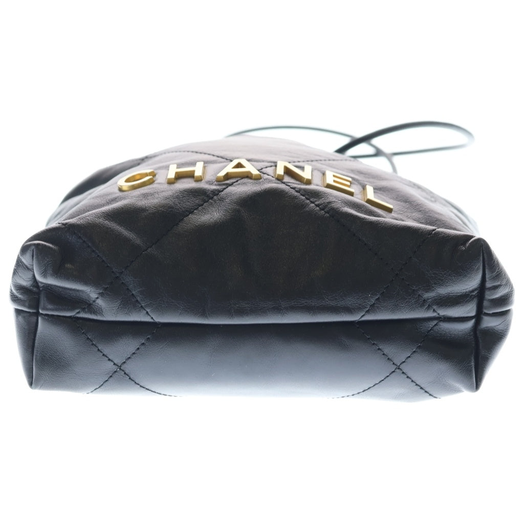 CHANEL(シャネル) シャネル22 ミニカーフスキン レザー チェーンショルダー バッグ ゴールド金具 ブラック レディース