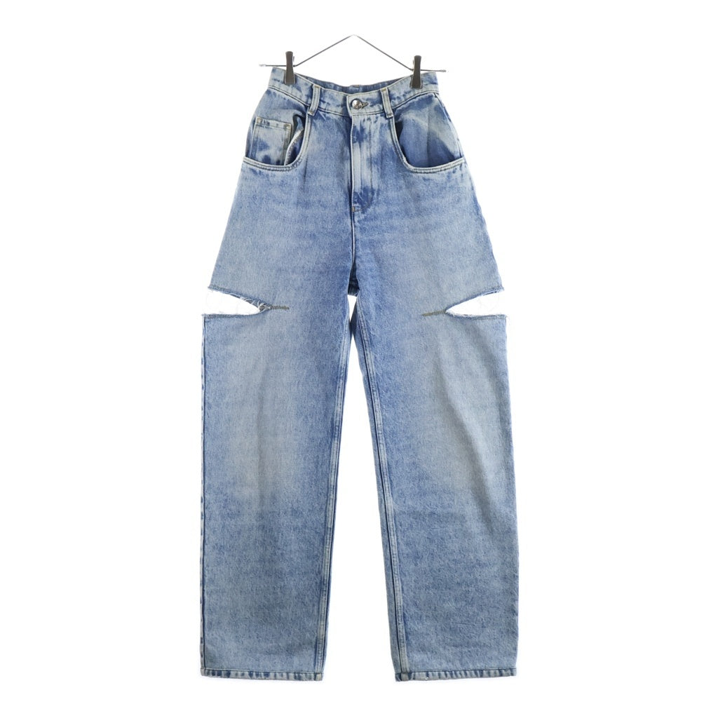 MM6 Maison Margiela(エムエムシックスメゾンマルジェラ) 23AW コットンスラッシュ ストレートデニムパンツ インディゴブルー #36 S51LA0051 レディース