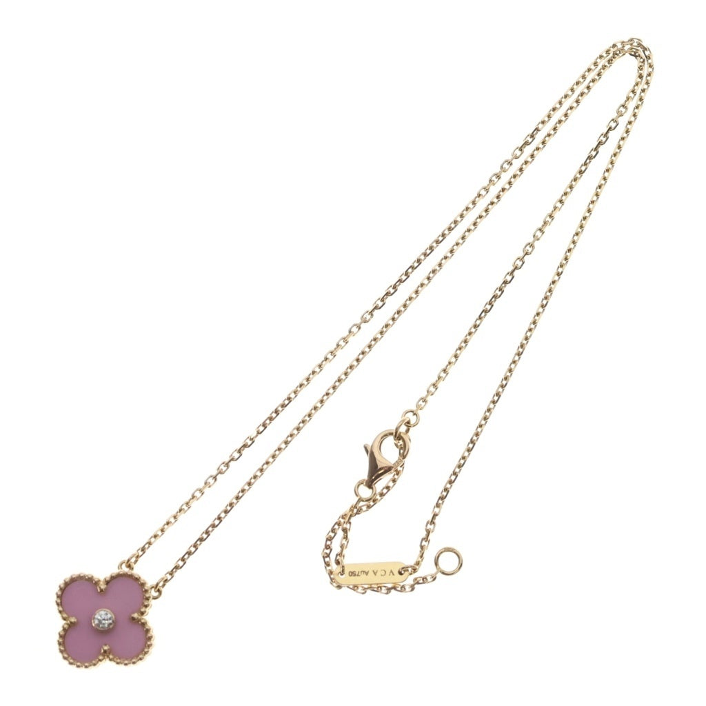 Van Cleef & Arpels(ヴァンクリーフアンドアーペル) ヴィンテージアルハンブラ ピンクセーブル Au750 K18PG ネックレス 2015年ホリデー ピンクゴールド レディース