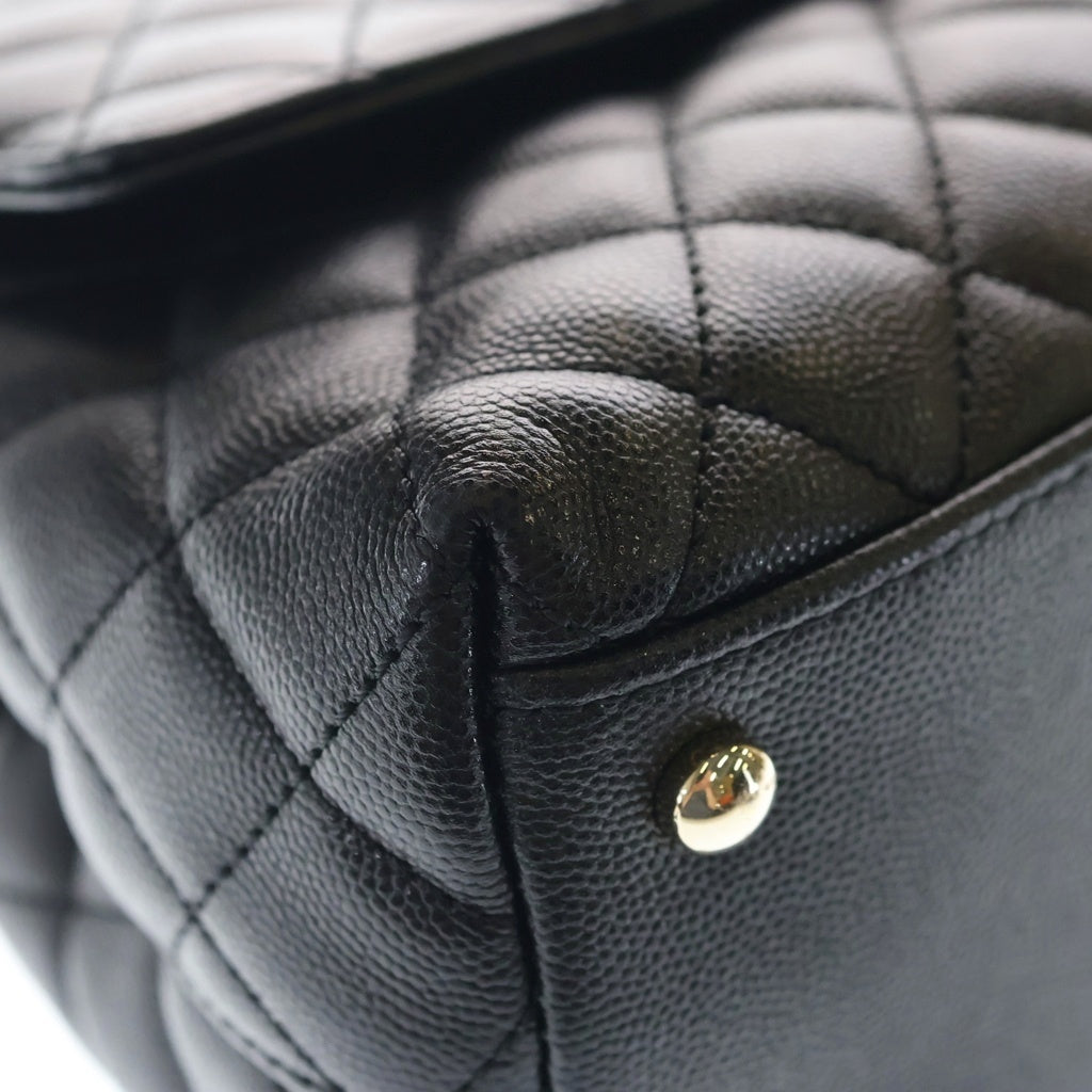 CHANEL(シャネル) ココハンドル29 ラージ ハンド ショルダーバッグ キャビアスキン レザー ゴールド金具 ブラック プレート A92991 レディース