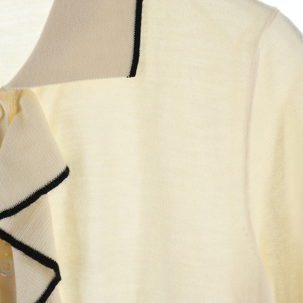 Christian Dior(クリスチャンディオール) Bee 刺繍 カシミヤ混 フリルニットトップス アイボリー #US2 レディース