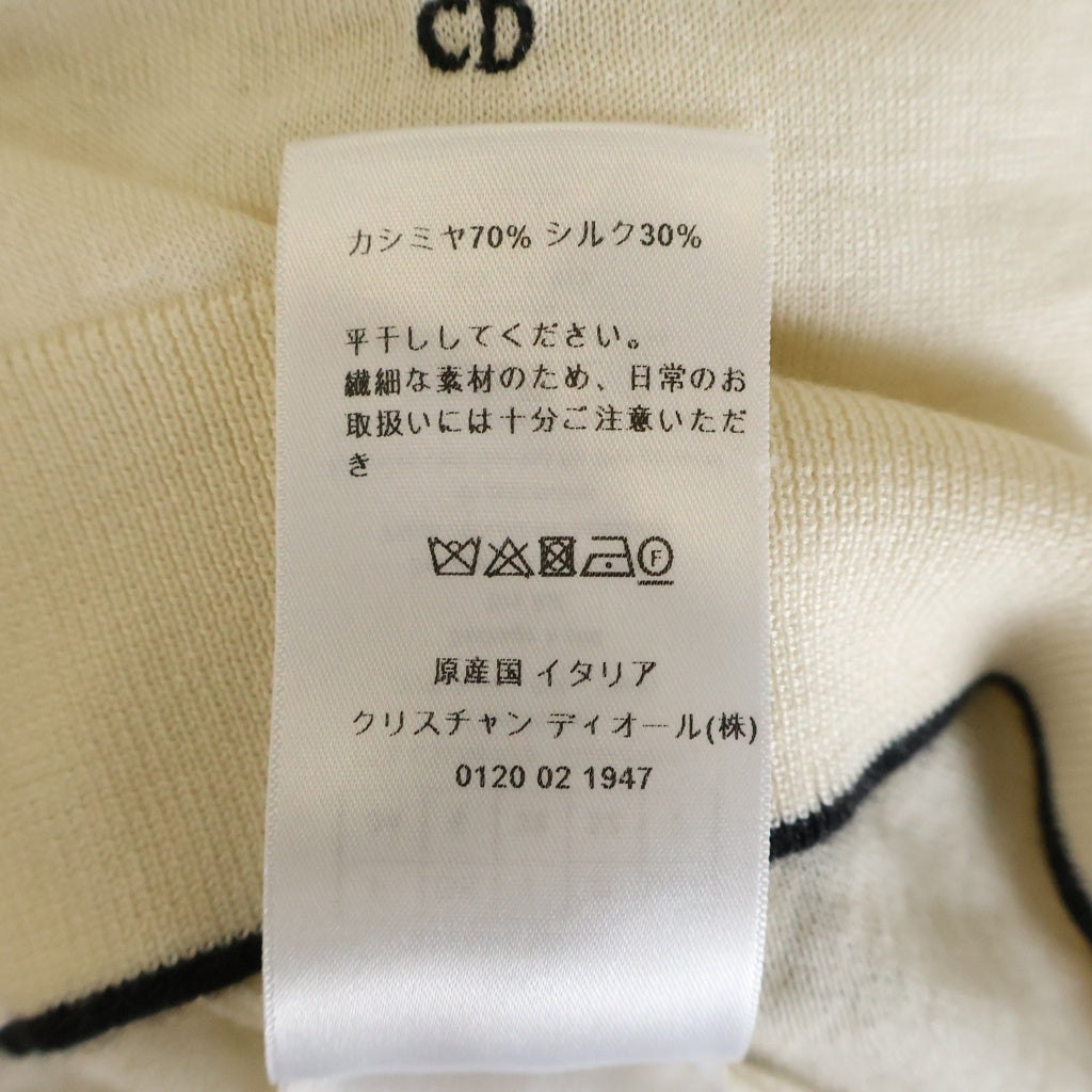 Christian Dior(クリスチャンディオール) Bee 刺繍 カシミヤ混 フリルニットトップス アイボリー #US2 レディース