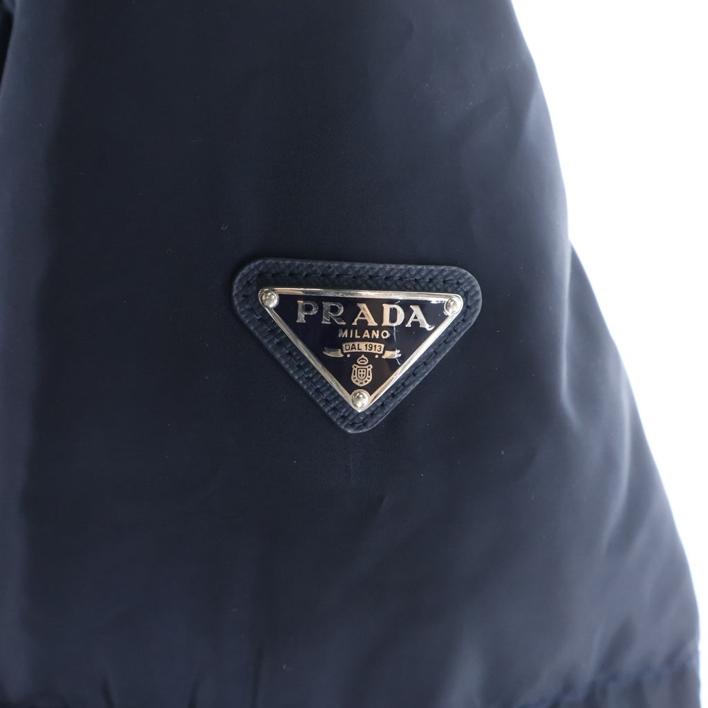 PRADA(プラダ) ファーフードダウンジャケット ネイビー #36 レディース