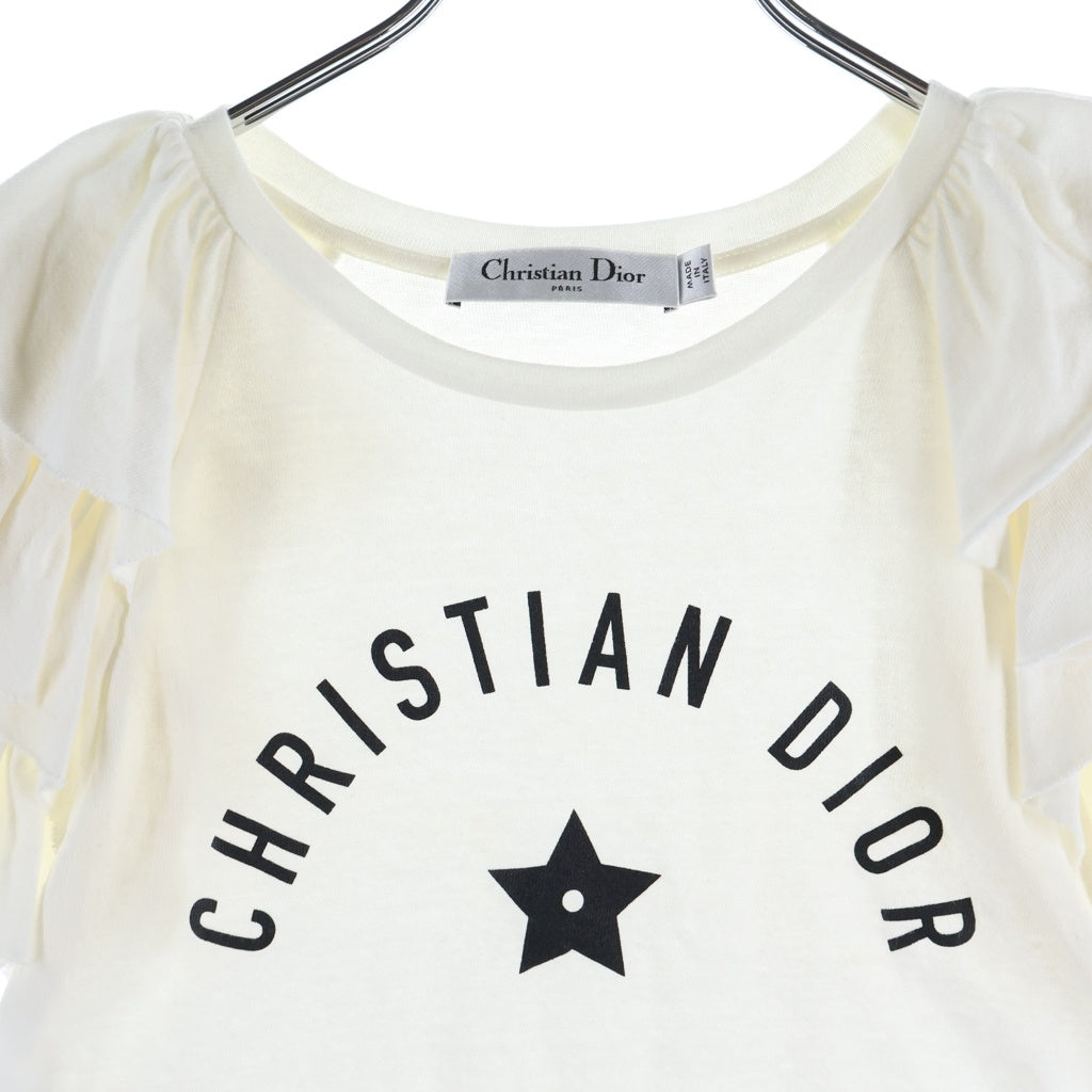 Christian Dior(クリスチャンディオール) フロントプリントフリルトップス ホワイト #XS 323T43A4416 レディース