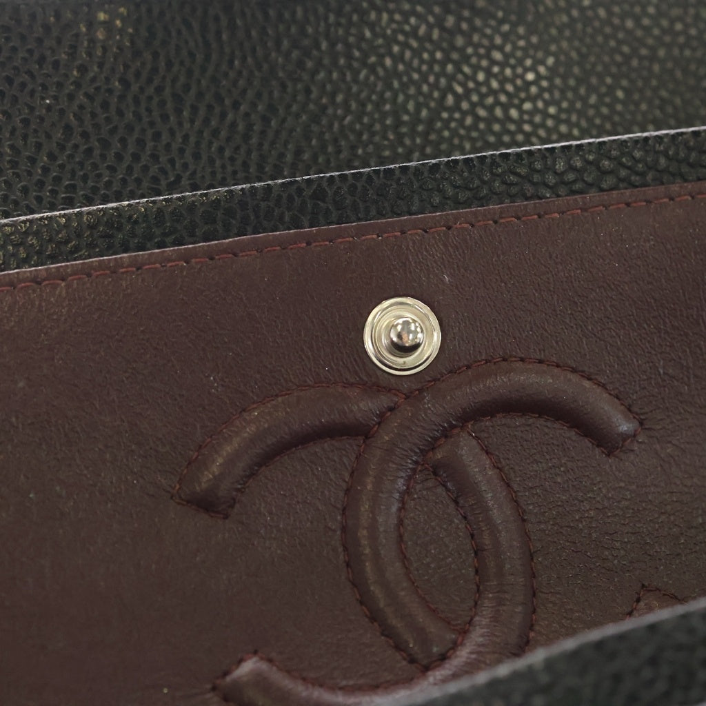 CHANEL(シャネル) マトラッセ23 キャビアスキン シルバー金具 Wチェーン Wフラップ ショルダーバッグ ブラックA01113 レディース
