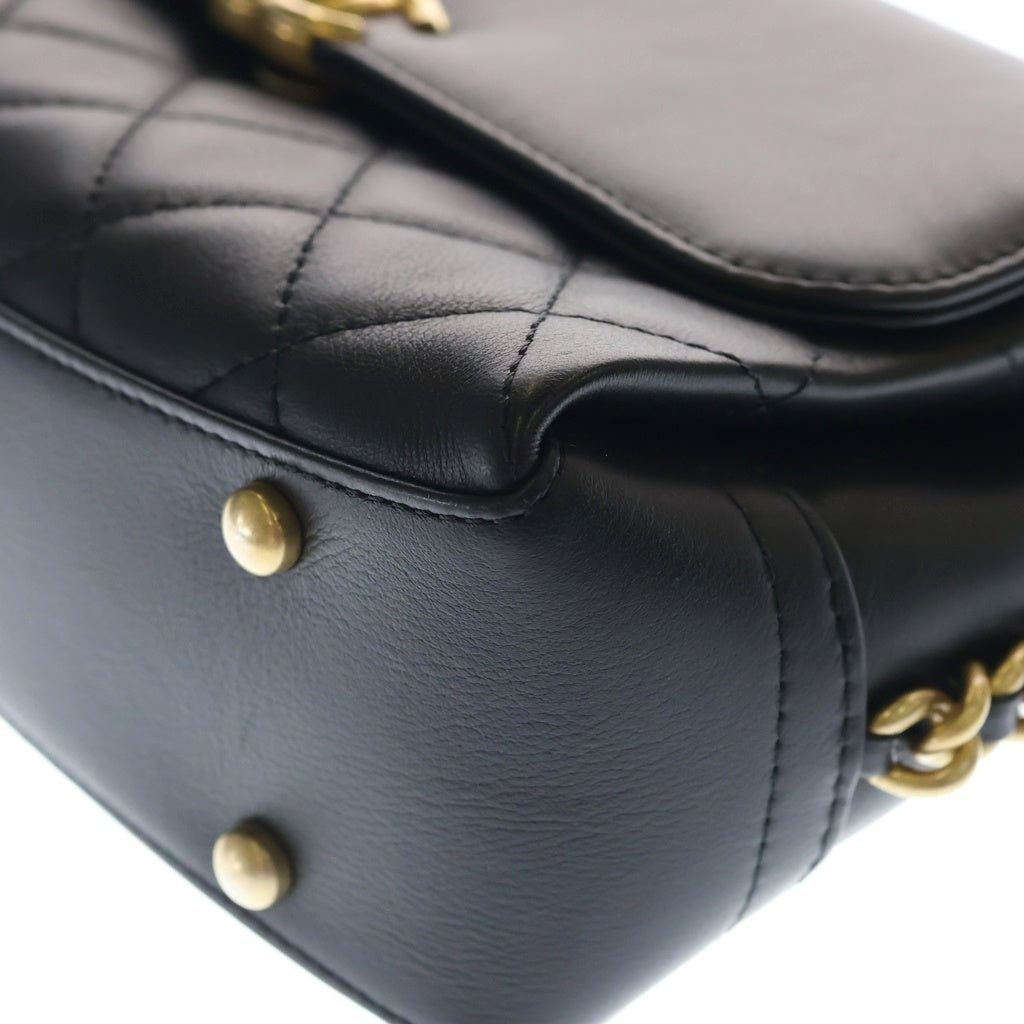 CHANEL(シャネル) マトラッセ25 SフラップSチェーンショルダーバッグ ハンドバッグ ブラック ラムスキン ゴールド金具 レディース