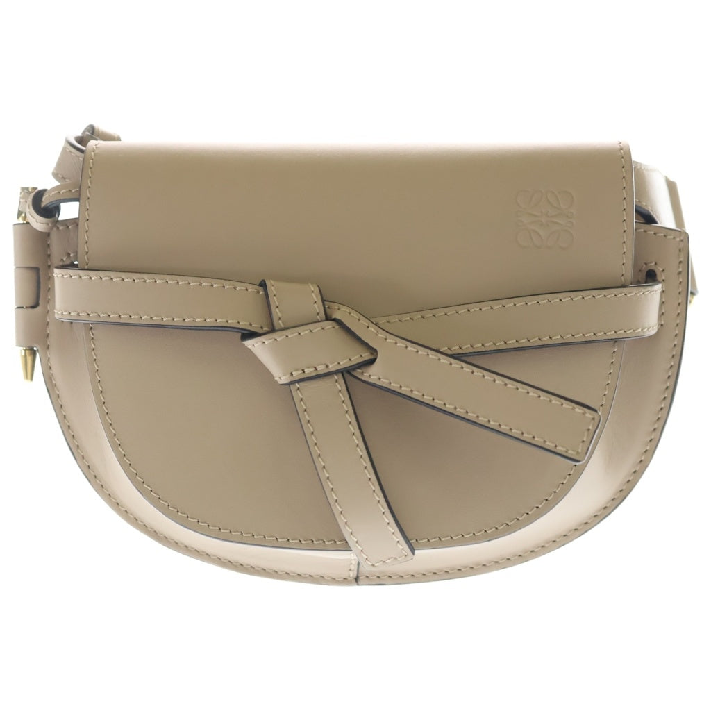 LOEWE(ロエベ) ゲートデュアル スモール アナグラムロゴ レザー ショルダーバッグ ベージュ レディース