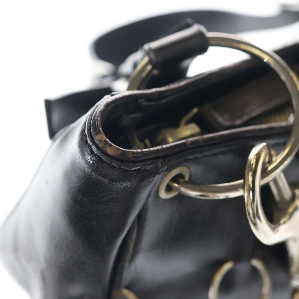 DIOR(ディオール) ガリアーノ期 ハードコア ピアス レザー ハンド ワンショルダーバッグ シルバー金具 ブラック レディース