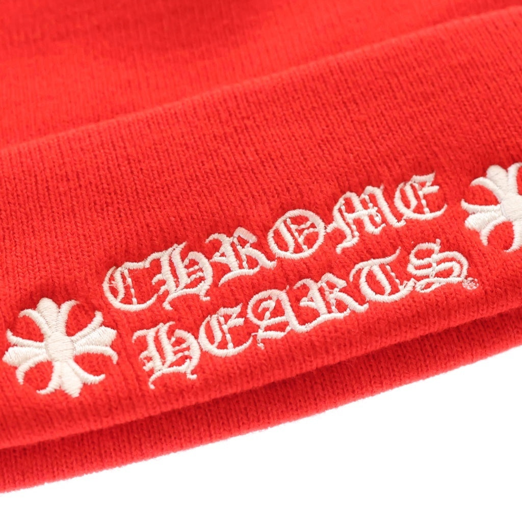 CHROME HEARTS(クロムハーツ) WATCH CAP CHプラス ロゴ刺繍 ワッチキャップ ニット 帽子 ビーニー レッド