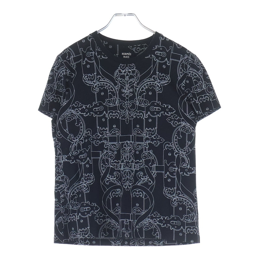 HERMES(エルメス) フェロヌリー リミックス 半袖Tシャツ カットソー コットン 総柄 ブラック 6E4627DH レディース