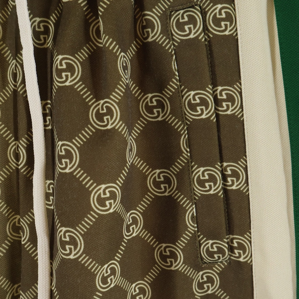 GUCCI(グッチ) 22AW インターロッキングG トラックパンツ シェリーライン サイドスナップボタン ブラウン 671496
