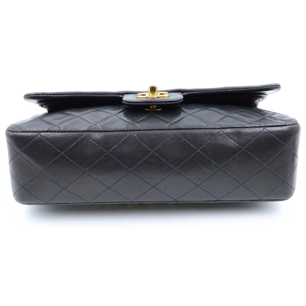 CHANEL(シャネル) マトラッセ25 WフラップWチェーンショルダーバッグ ラムスキン レザー ゴールド金具 ブラック 3番台 レディース