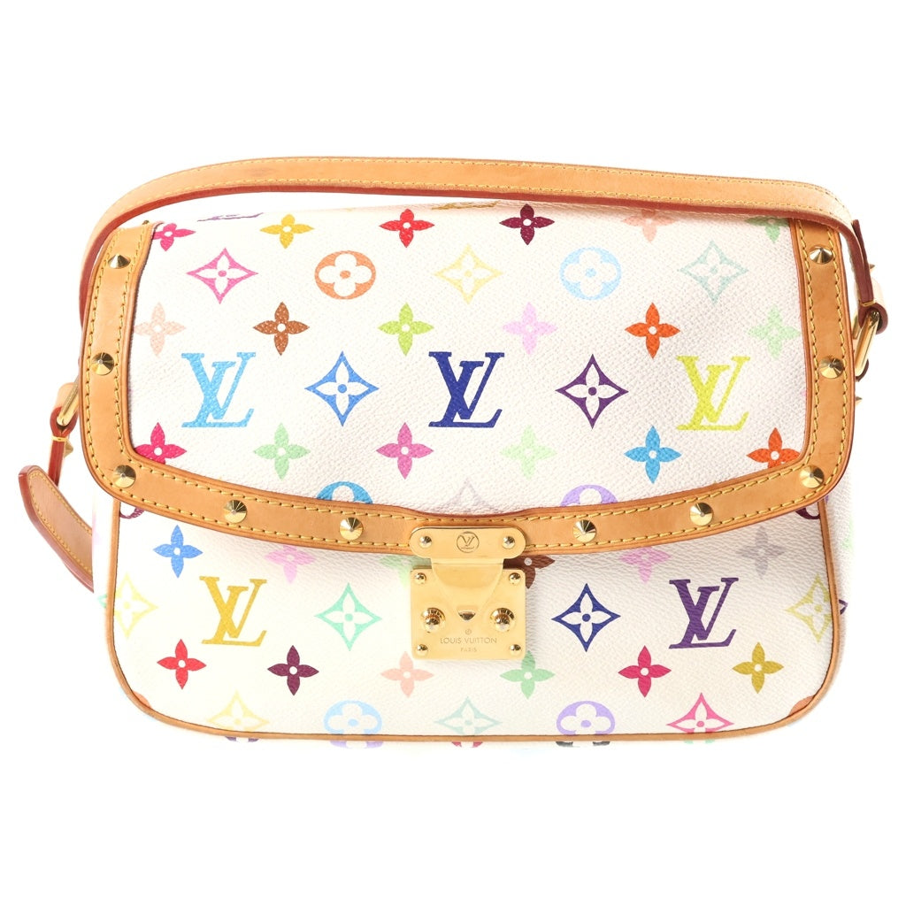 LOUIS VUITTON(ルイヴィトン) モノグラム マルチカラー ソローニュ PVC レザー ショルダーバッグ ゴールド金具 ホワイト M92661 レディース