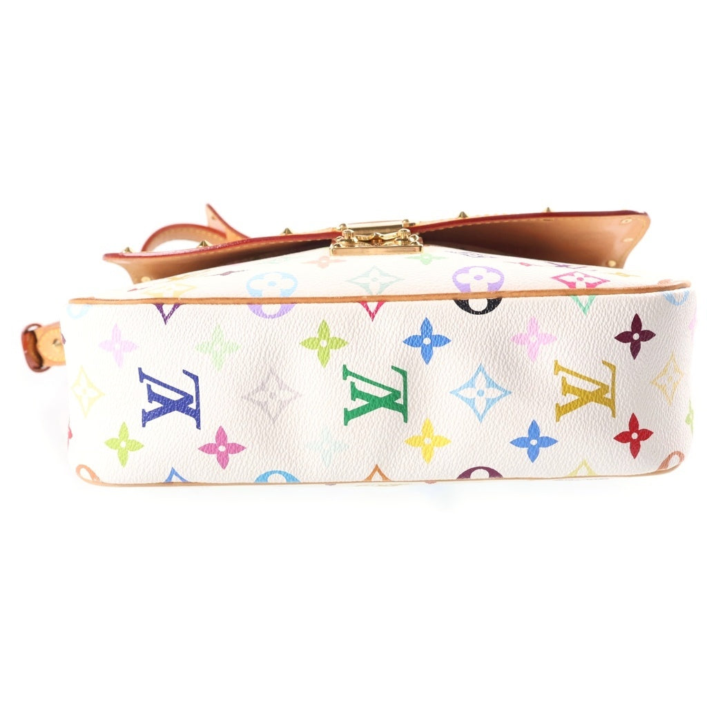 LOUIS VUITTON(ルイヴィトン) モノグラム マルチカラー ソローニュ PVC レザー ショルダーバッグ ゴールド金具 ホワイト M92661 レディース