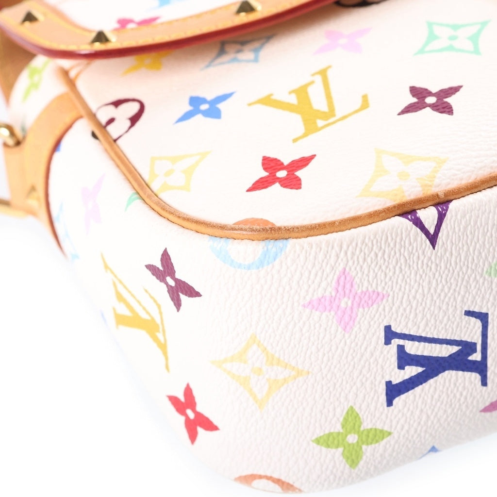 LOUIS VUITTON(ルイヴィトン) モノグラム マルチカラー ソローニュ PVC レザー ショルダーバッグ ゴールド金具 ホワイト M92661 レディース