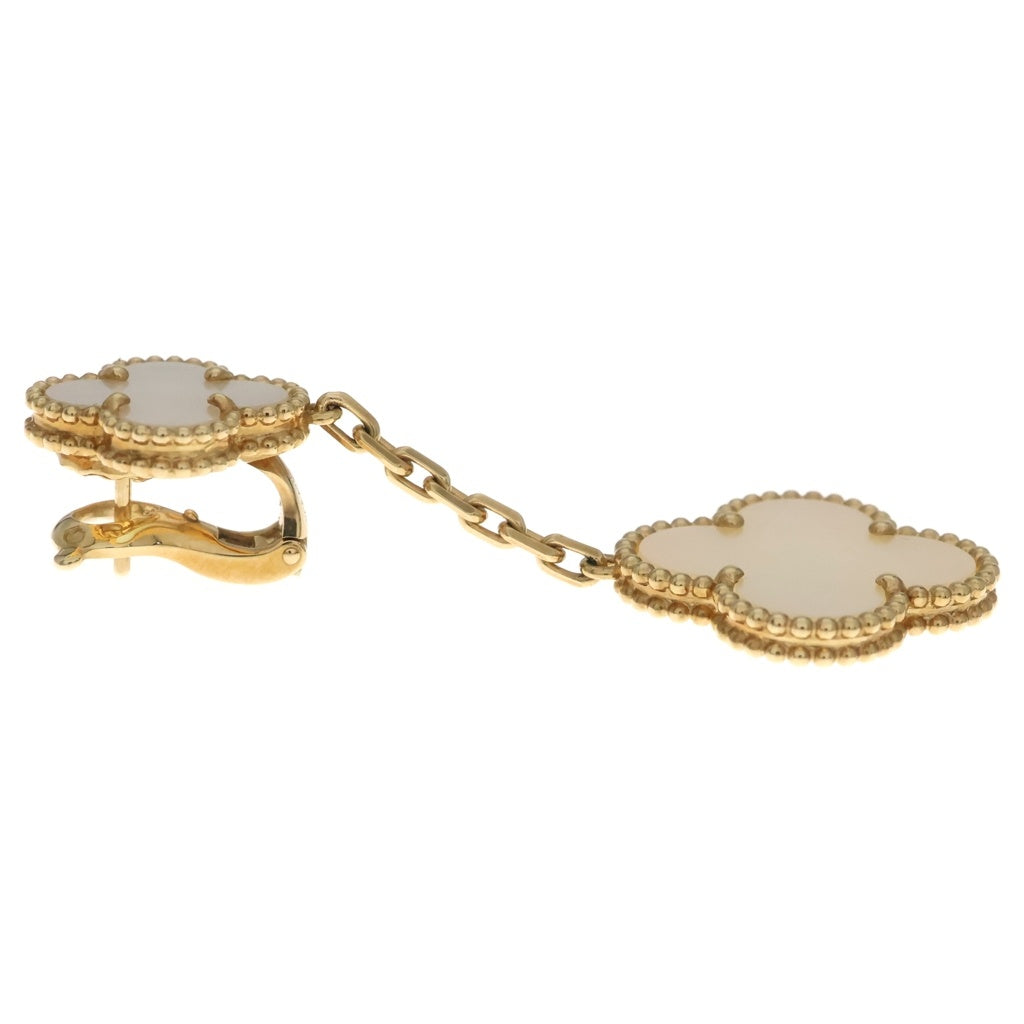 Van Cleef & Arpels(ヴァンクリーフアンドアーペル) マジックアルハンブラ 2モチーフ マザーオブパール ピアス イエローゴールド Au750YG VCARD78800 レディース