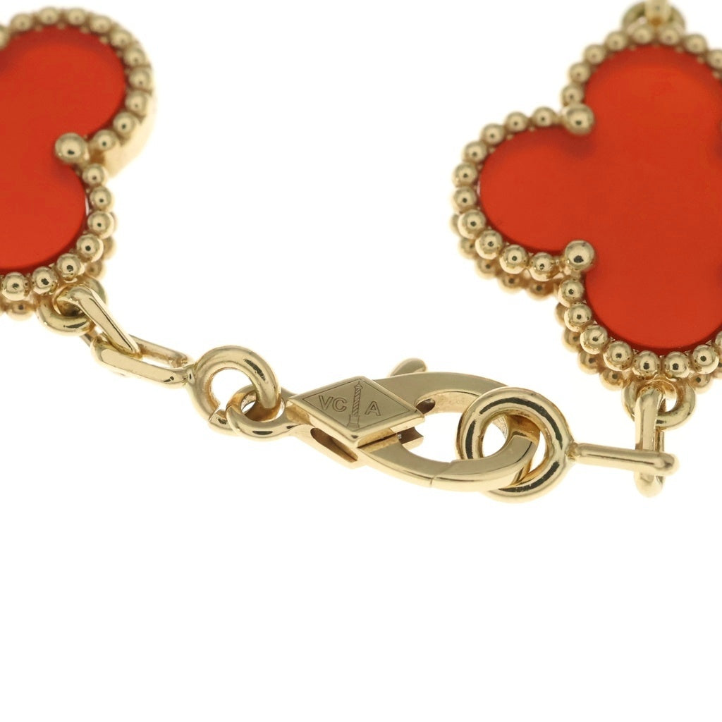 Van Cleef & Arpels(ヴァンクリーフアンドアーペル) ヴィンテージアルハンブラ 5モチーフ カーネリアン ブレスレット イエローゴールド Au750YG VCARD35500 レディース