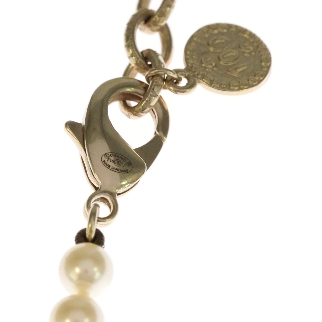 CHANEL(シャネル) ココマーク パールネックレス ラインストーン ホワイト ゴールド金具 レディース