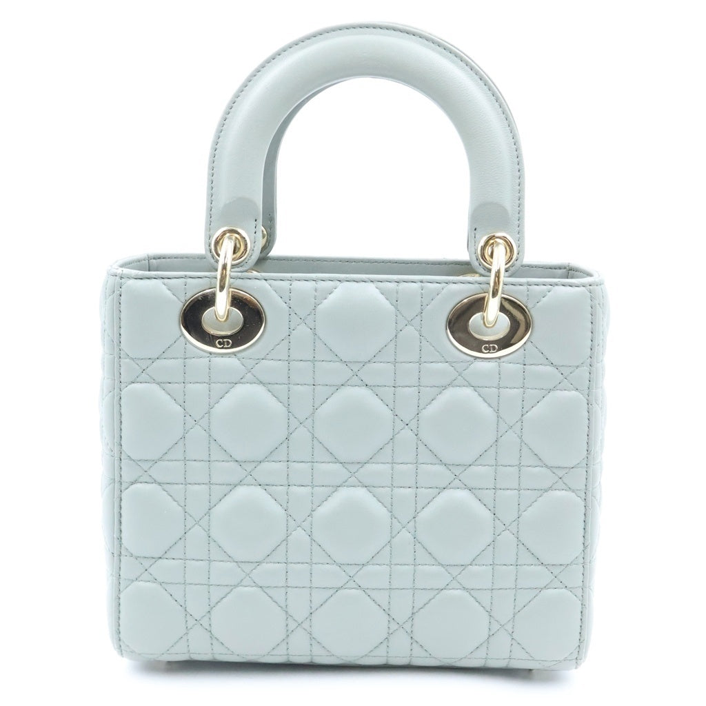 Christian Dior(クリスチャンディオール) レディディオール スモール 2WAYハンドバッグ ショルダーバッグ グレー レザー ゴールド金具 レディース