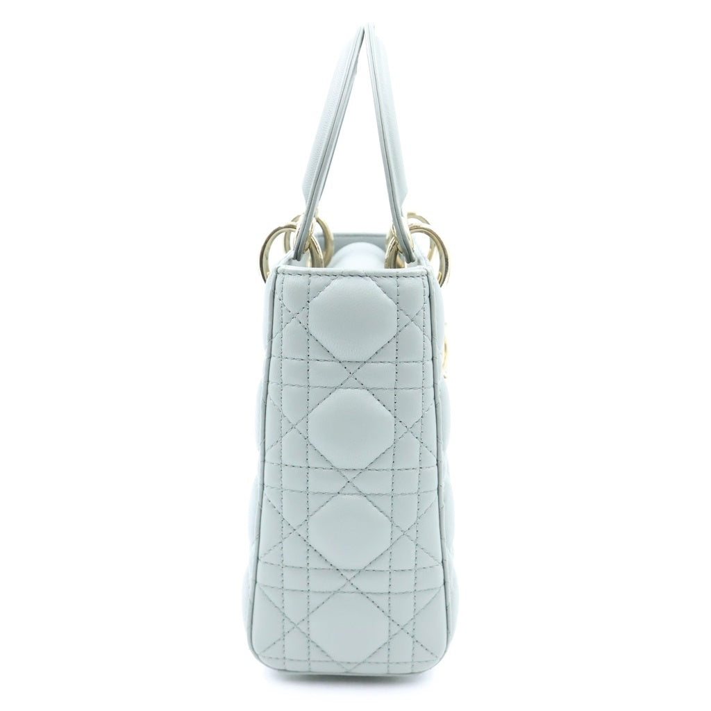 Christian Dior(クリスチャンディオール) レディディオール スモール 2WAYハンドバッグ ショルダーバッグ グレー レザー ゴールド金具 レディース