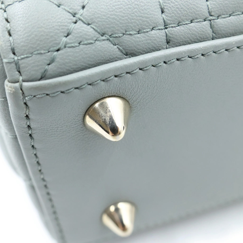 Christian Dior(クリスチャンディオール) レディディオール スモール 2WAYハンドバッグ ショルダーバッグ グレー レザー ゴールド金具 レディース