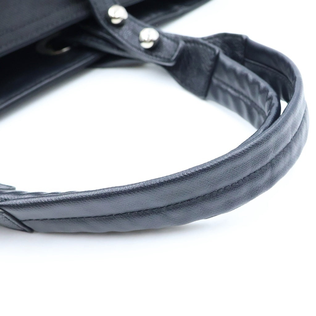 CHANEL(シャネル) パリビアリッツ トートバッグ ハンドバッグ ブラック レザー×メッシュ W40 シルバー金具 レディース