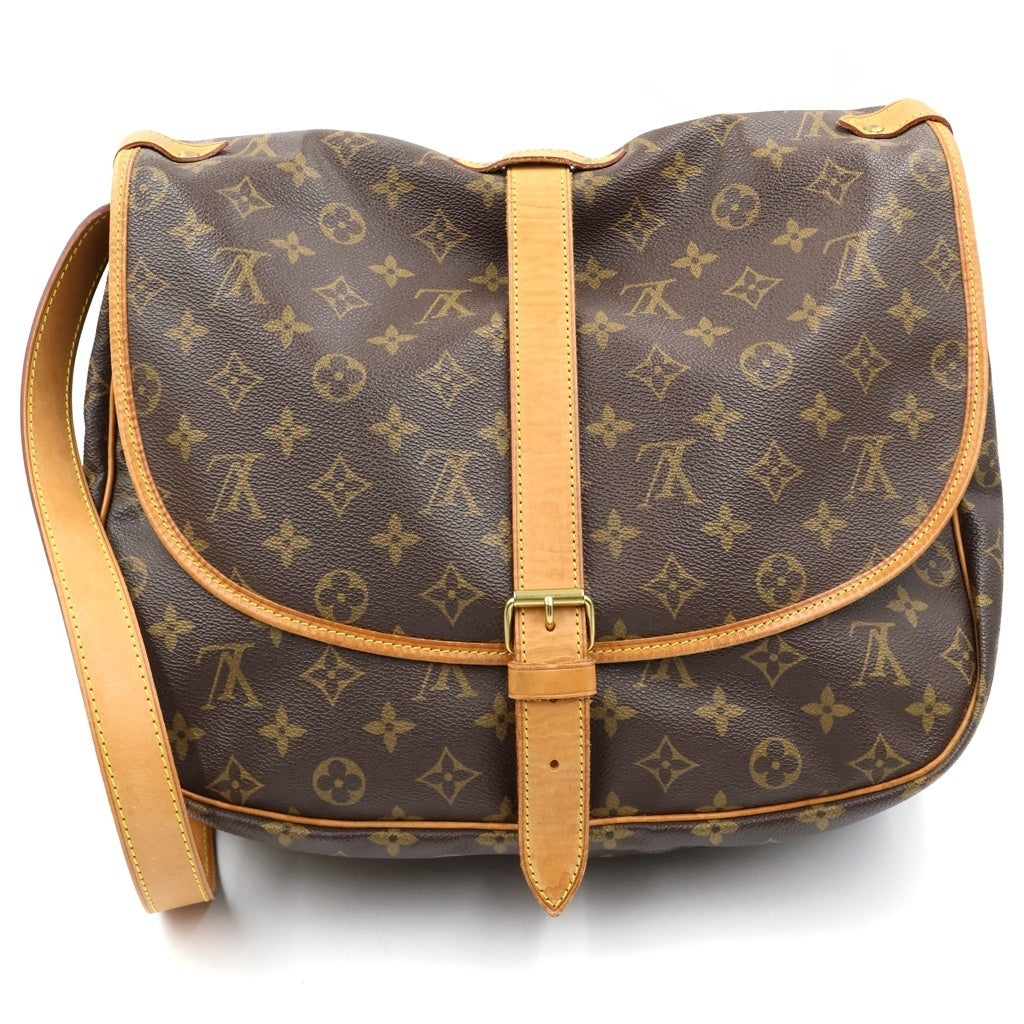 LOUIS VUITTON(ルイヴィトン) モノグラム ソミュール35 ショルダーバッグ ブラウン レザー×PVC M42254 ゴールド金具