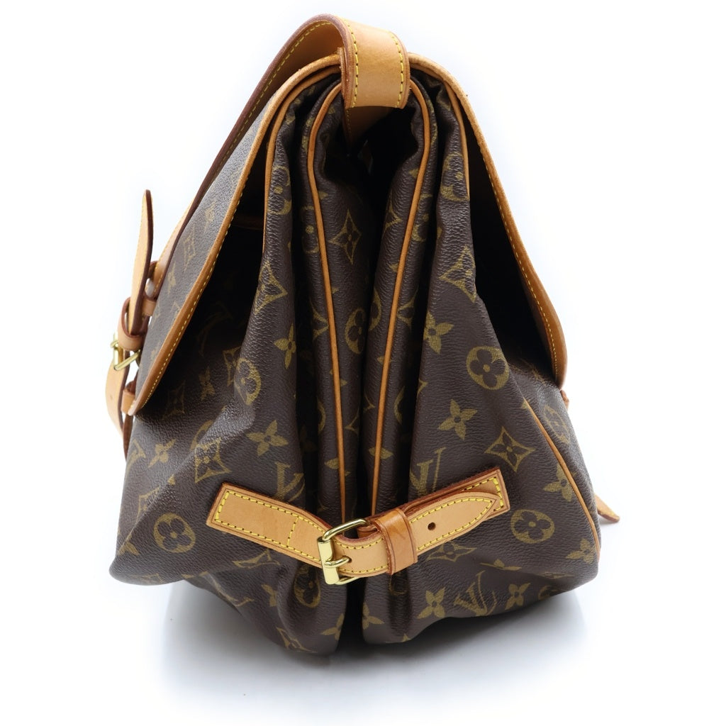 LOUIS VUITTON(ルイヴィトン) モノグラム ソミュール35 ショルダーバッグ ブラウン レザー×PVC M42254 ゴールド金具