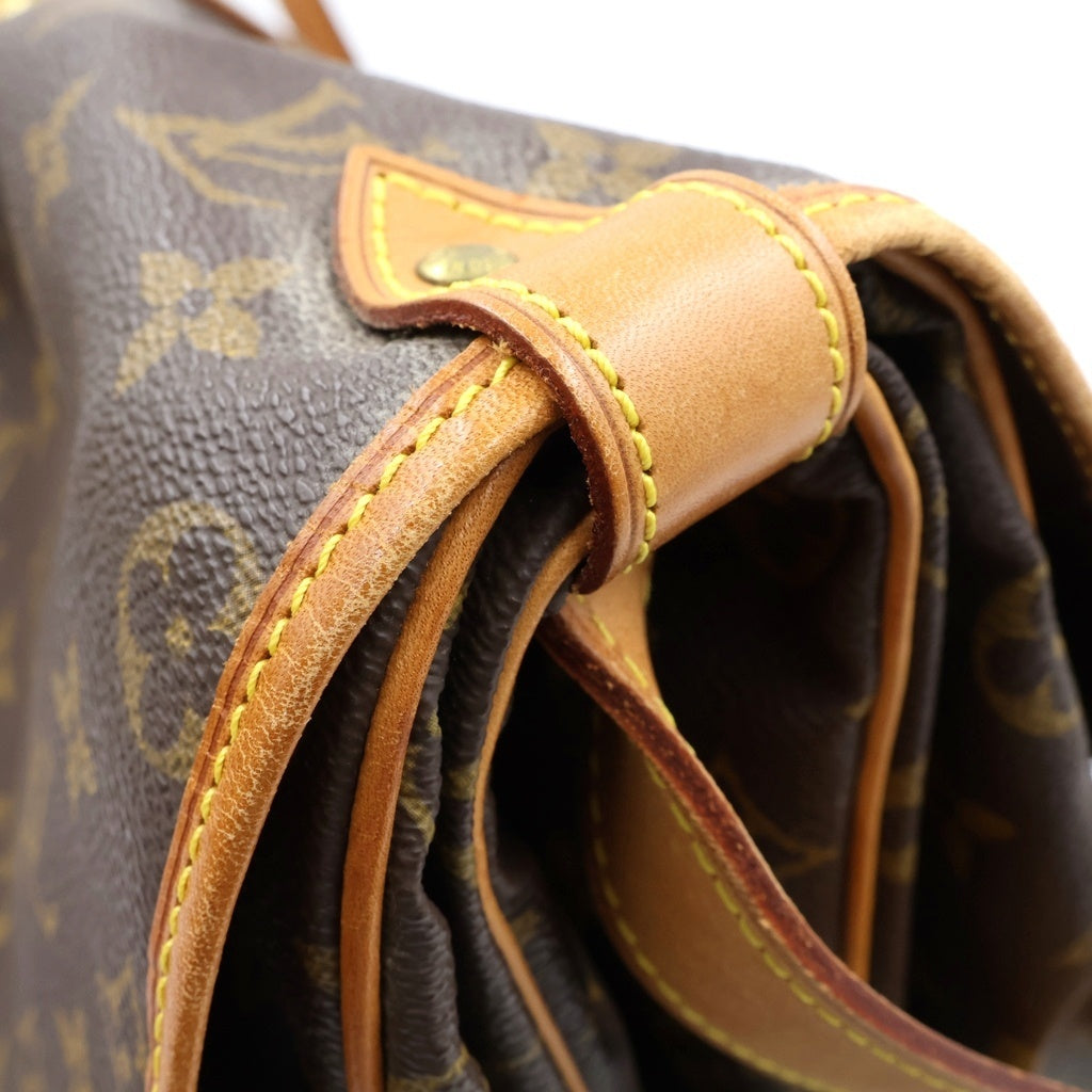 LOUIS VUITTON(ルイヴィトン) モノグラム ソミュール35 ショルダーバッグ ブラウン レザー×PVC M42254 ゴールド金具