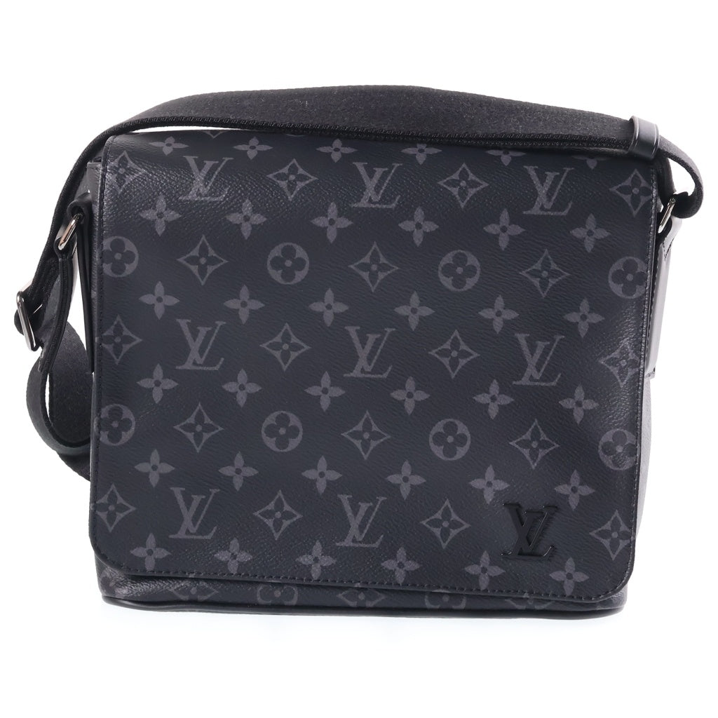 LOUIS VUITTON(ルイヴィトン) モノグラムエクリプス ディストリクトPM ショルダーバッグ ブラック レザー×PVC M44000 シルバー金具 レディース
