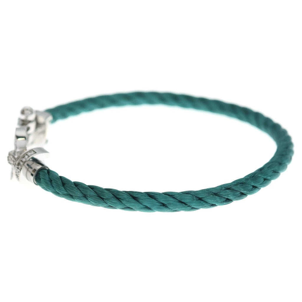 FRED(フレッド) フォース10 ラージ パヴェダイヤ ブレスレット バングル Au750 K18WG ホワイトゴールド/グリーン OB0027 レディース
