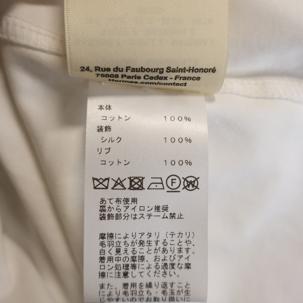 HERMES(エルメス) Hケリー カイエ・デュ・コルポルトゥール プリント Tシャツ ホワイト×ベージュ コットン レディース