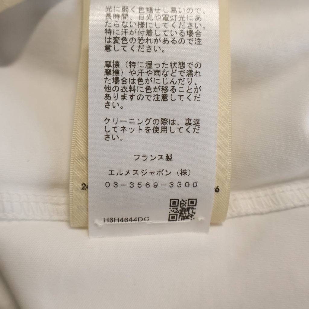 HERMES(エルメス) Hケリー カイエ・デュ・コルポルトゥール プリント Tシャツ ホワイト×ベージュ コットン レディース