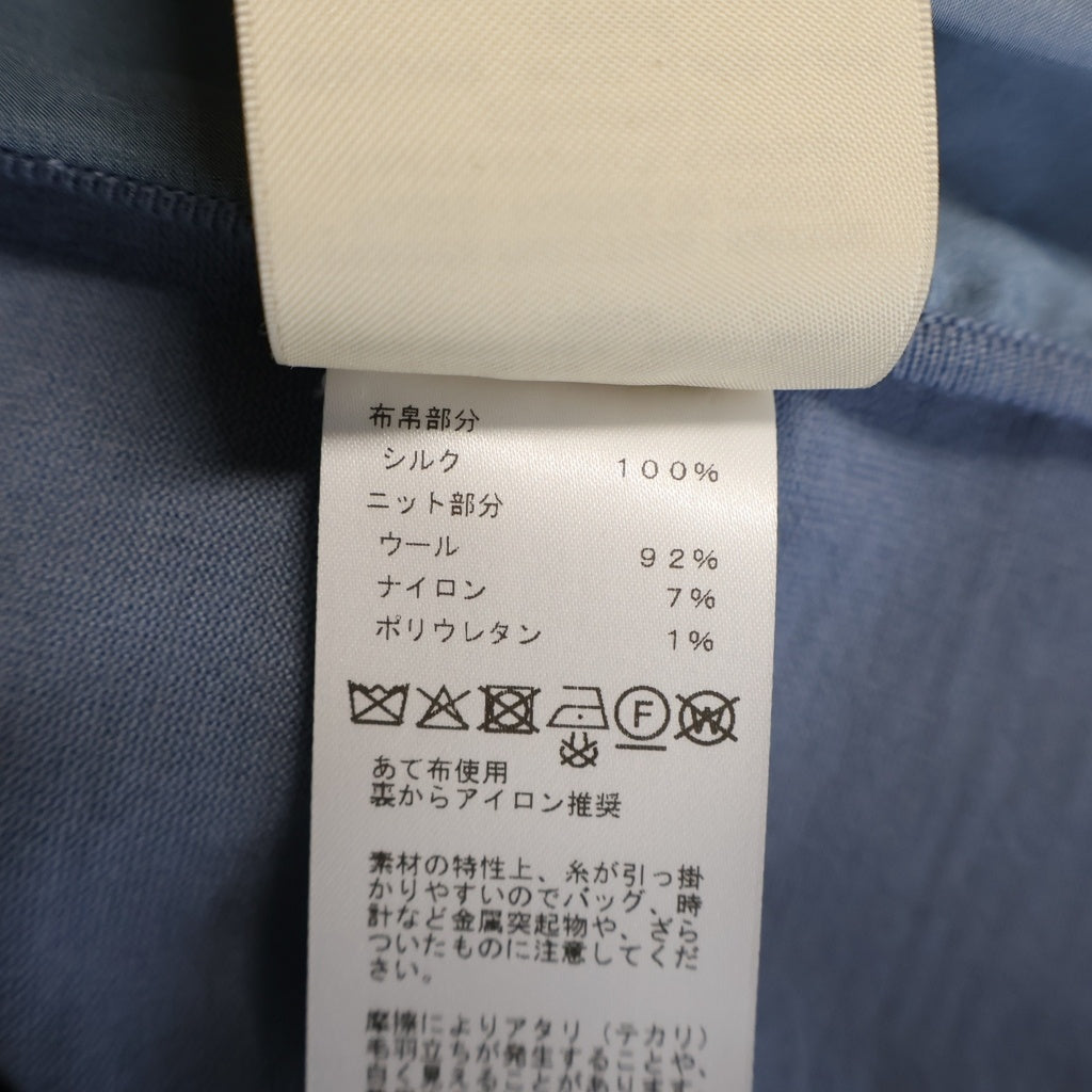 HERMES(エルメス) HERMES エルメス カイエ デュ コルポルトゥール 半袖セーター Tシャツ シルク×ウール ブルー・アドリアティック レディース