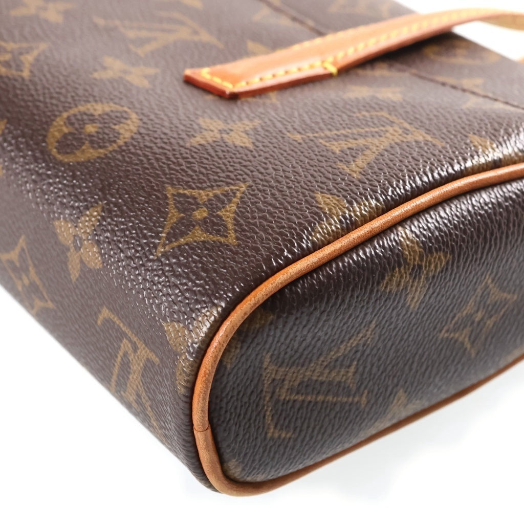 LOUIS VUITTON(ルイヴィトン) モノグラム ソナチネ ハンドバッグ ミニバッグ ブラウン レザー×PVC M51902 ゴールド金具 レディース