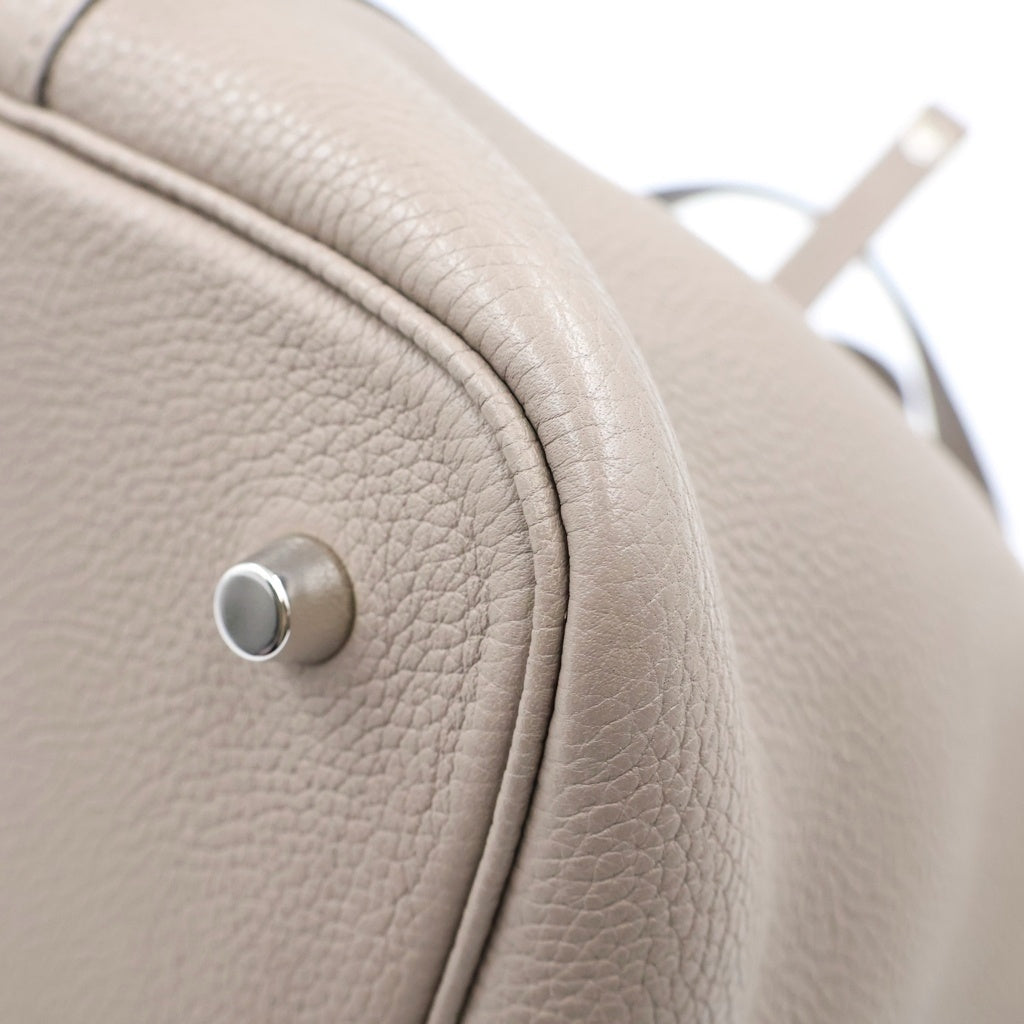 HERMES(エルメス) ピコタンロックMM グリアスファルト トリヨンモーリス レザー ハンドバッグ シルバー金具 ベージュ D刻印 レディース