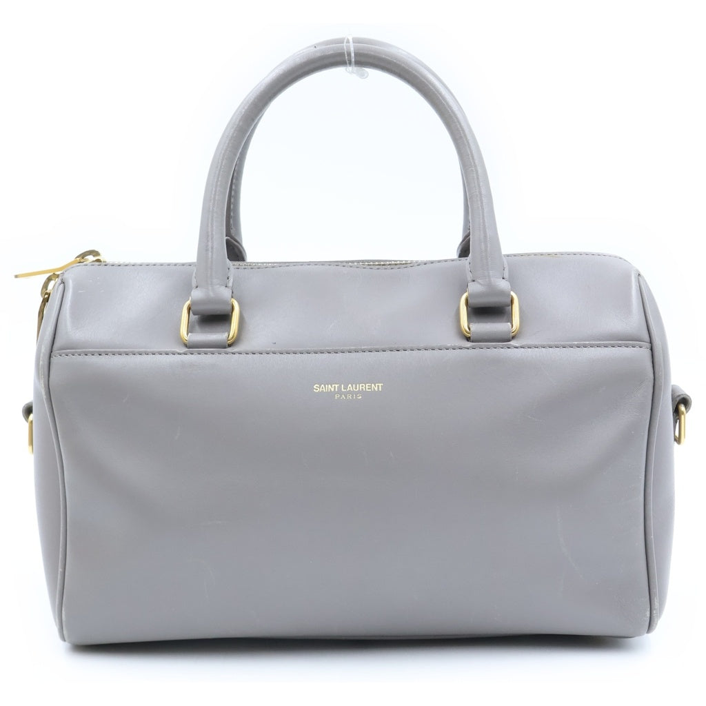 SAINT LAURENT PARIS(サンローランパリ) ダッフル 2WAYバッグ ハンドバッグ ショルダーバッグ グレー レザー ゴールド金具 レディース